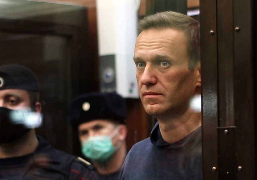 Подсудимый Алексей Навальный. Фото © ТАСС / Пресс-служба Мосгорсуда