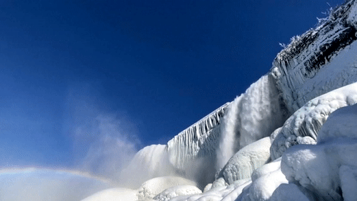 Ниагарский водопад сковало льдом — видео
