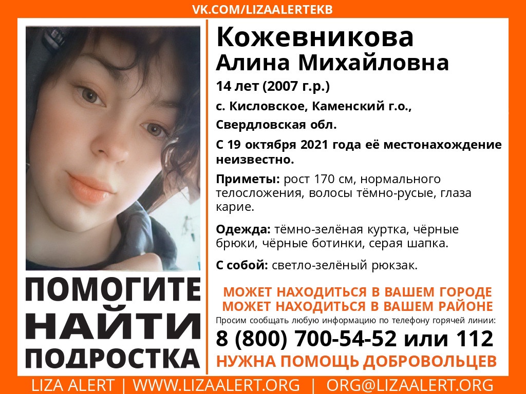 В Свердловской области пропала 14-летняя девочка. Фото © lizaalert