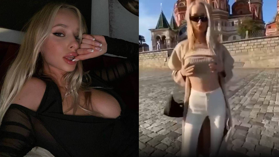 Лолита Богданова и кадр из скандального видео с её участием. Обложка © Telegram / LOLABUNNY / "Плохие новости"