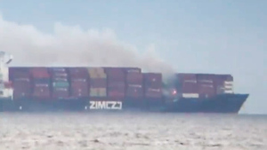У берегов США загорелось и стало терять контейнеры судно, перевозившее химикаты