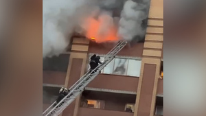В Новосибирске пожарные вытащили трёх детей с балкона горящей квартиры