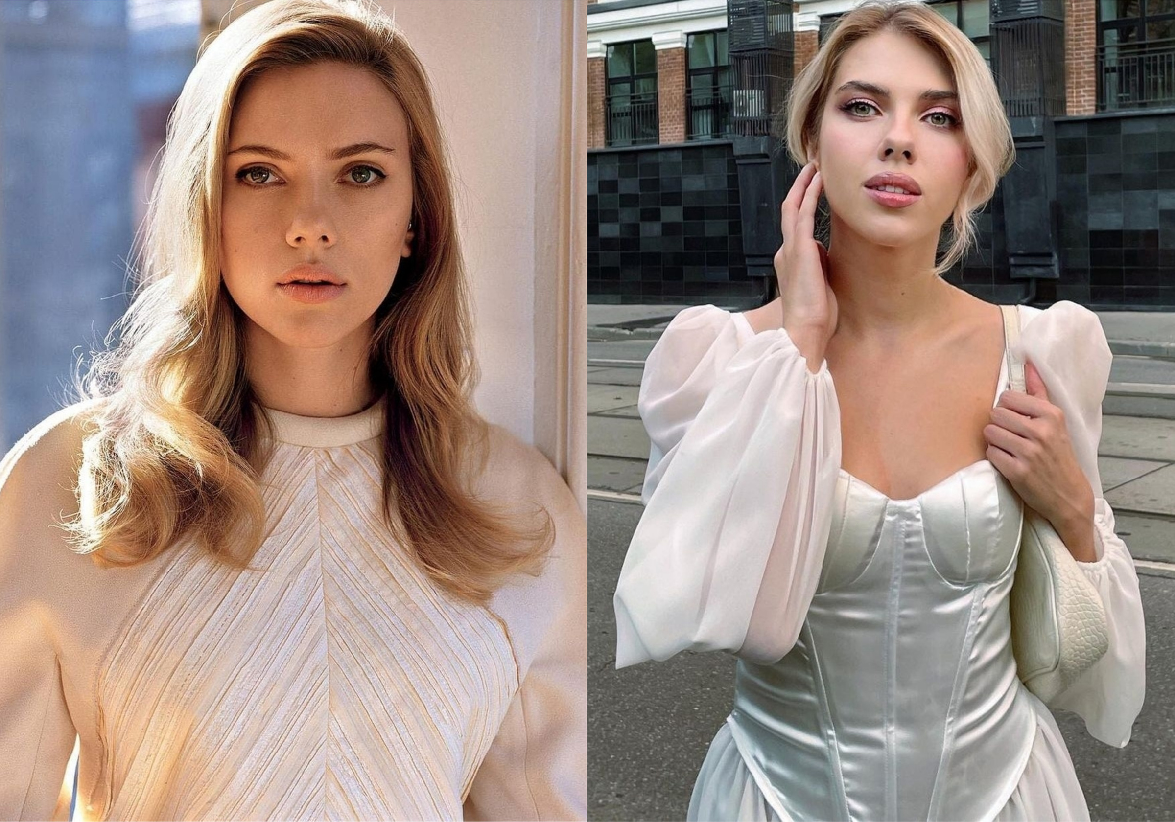 Слева — Скарлетт Йоханссон, справа — Катя Шумская. Фото © Instagram / scarlettjohanssonworld и mimisskate