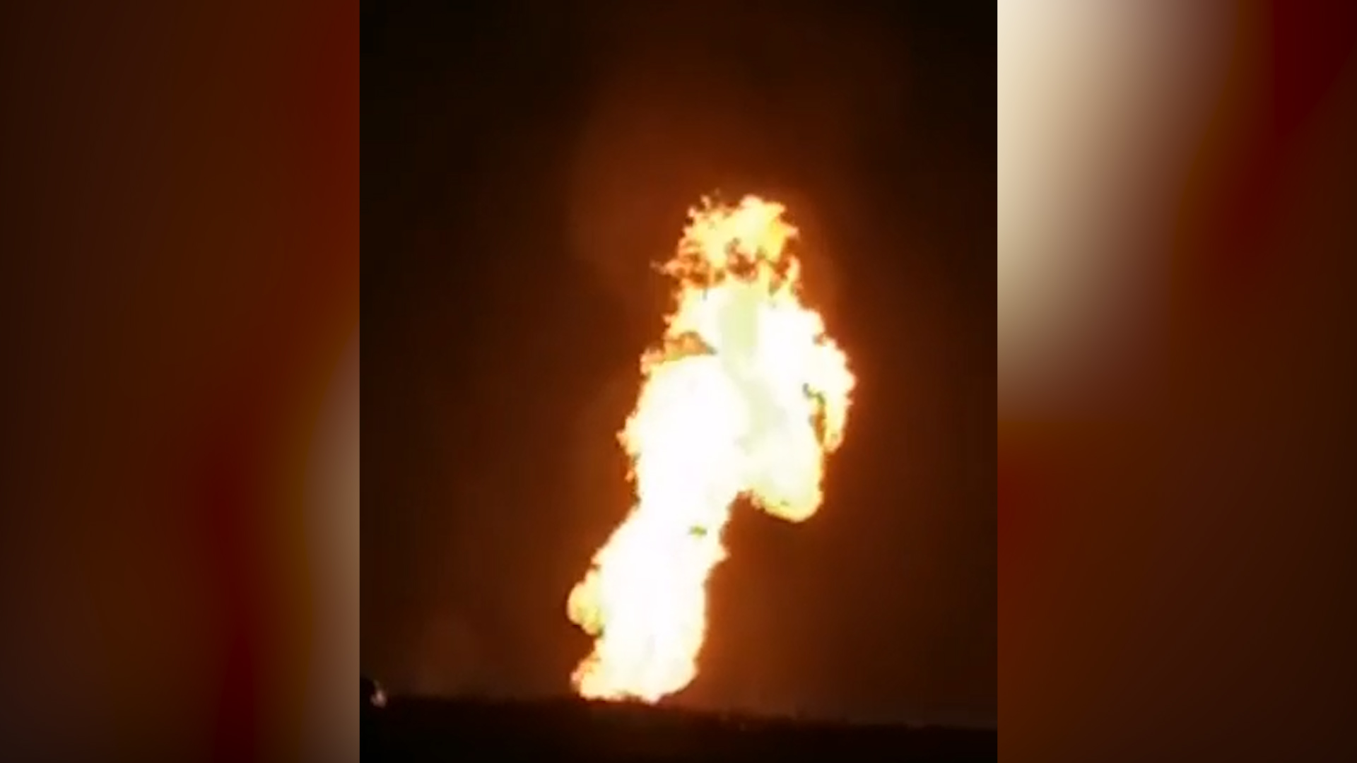 Огненный прорыв газопровода на Ставрополье сняли на видео