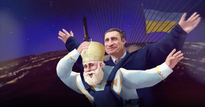 Кличко в новогоднем мультфильме "оседлал" святого Николая, показав Киев с высоты