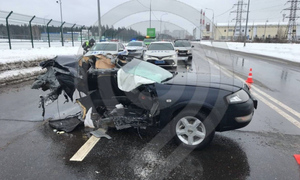 В Москве машину разорвало на две части после столкновения со столбом, водитель погиб