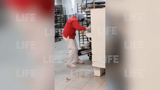 Что упало — не пропало: сотрудница супермаркета в Москве уронила хлеб на грязный пол и разложила по полкам