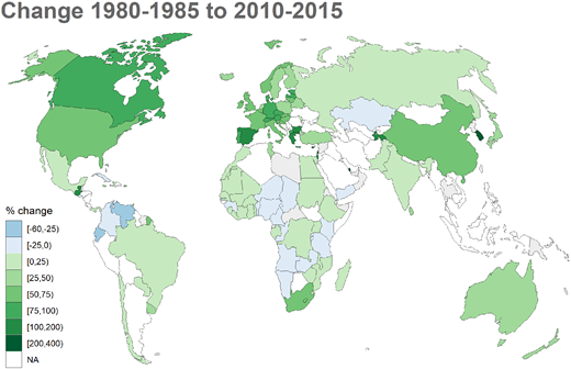 Изменение количества близнецов в разных странах за последние десятилетия. Фото © Human Reproduction