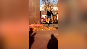 "Это не танцпол!": Блондинка в мини-юбке устроила пляски на мемориале с Вечным огнём под Воронежем