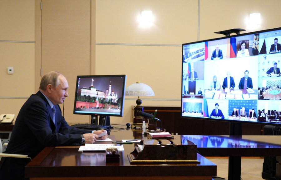 Владимир Путин в ходе заседания Совета при Президенте РФ по межнациональным отношениям (в режиме видеоконференции). Фото © Kremlin.ru