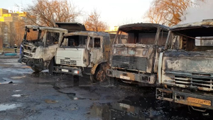Выгорел целый автопарк: Лайф публикует видео с уничтоженными пожаром грузовиками в Москве
