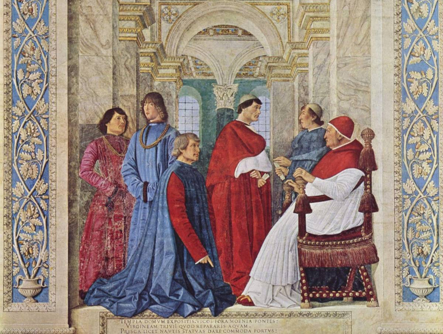 Мелоццо да Форли. Фреска "Папа Сикст IV назначает Платину префектом библиотеки". © Wikipedia