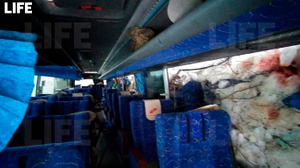 Следы крови и выбитые стёкла: Лайф публикует фото из опрокинувшегося автобуса под Хабаровском