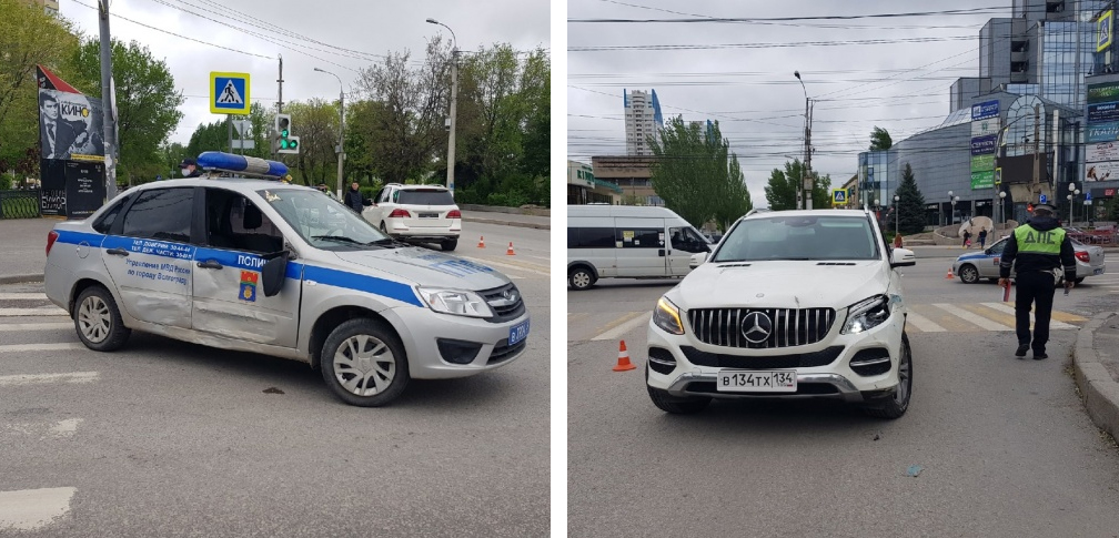 В Волгограде лихач на "мерседесе" взял на таран автомобиль полиции
