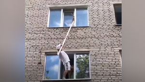 "Герой!" Житель Татарстана на глазах у изумлённой публики спас застрявшего в окне соседского кота