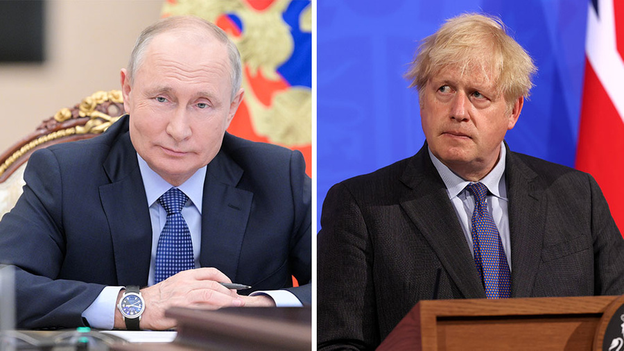 Владимир Путин и Борис Джонсон. Фото © ТАСС / Никольский Алексей, РА / Jonathan Buckmaster / Daily Express