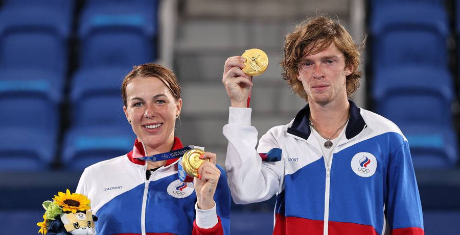 Анастасия Павлюченкова и Андрей Рублёв. Фото © Getty Images / Clive Brunskill 