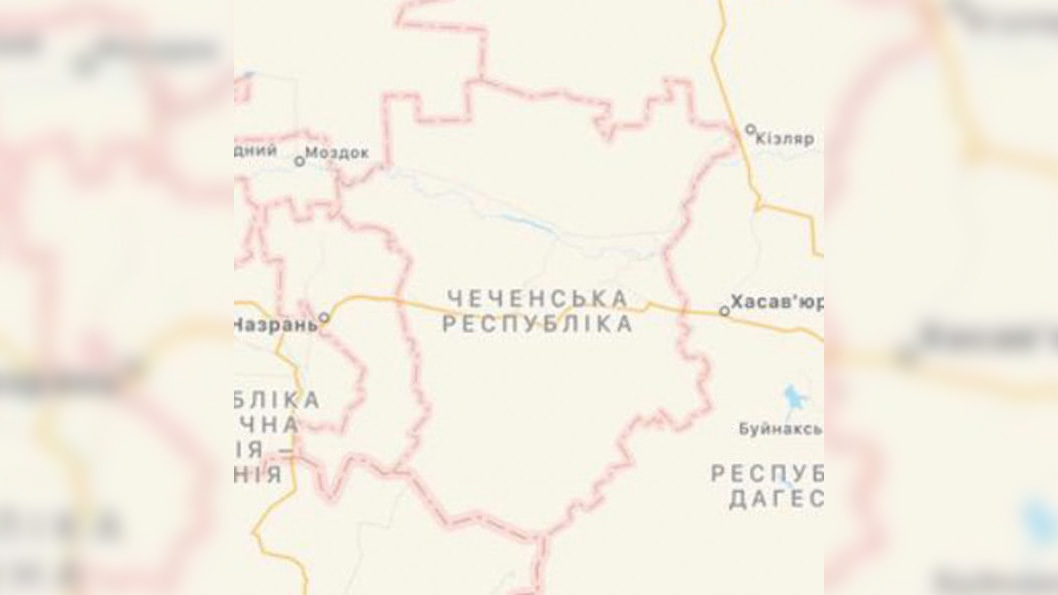 Apple исправила название Чечни на украиноязычной карте
