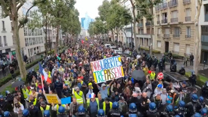 В Париже полицейские применили перцовый газ на митинге против санитарных пропусков