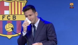 Месси расплакался на прощальной пресс-конференции в "Барселоне"