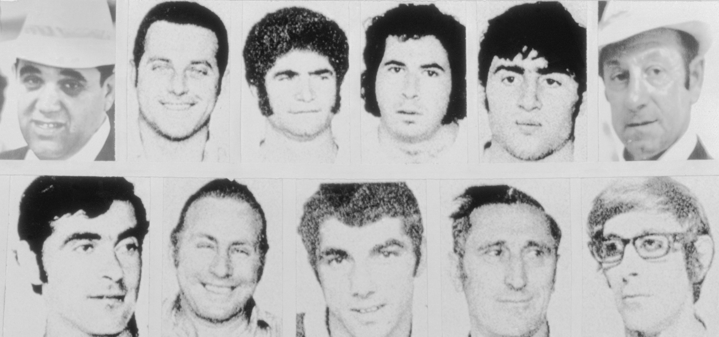 Портреты одиннадцати израильских спортсменов и тренеров, убитых на Олимпийских играх 1972 года. Фото © Getty Images