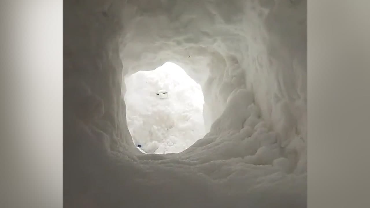Сахалинец выкопал многометровый лаз в снегу, чтобы поймать Интернет