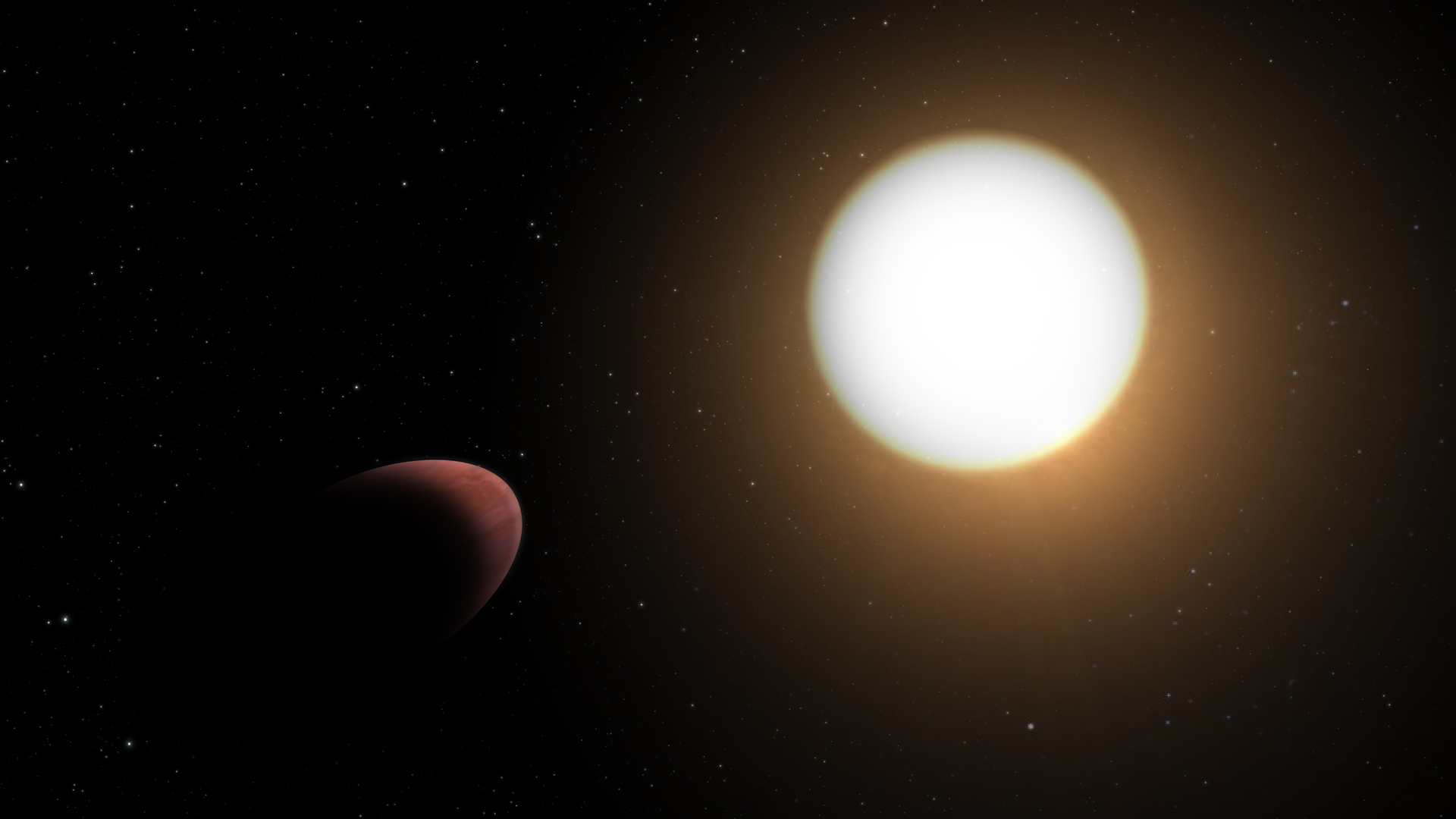 Планета WASP-103b в представлении художника. Фото: ЕКА — "Хеопс" показал экзопланету в форме мяча для регби (esa.int)
