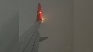 Пассажирка сняла момент удара молнии в самолёт "Уральских авиалиний" в Сочи