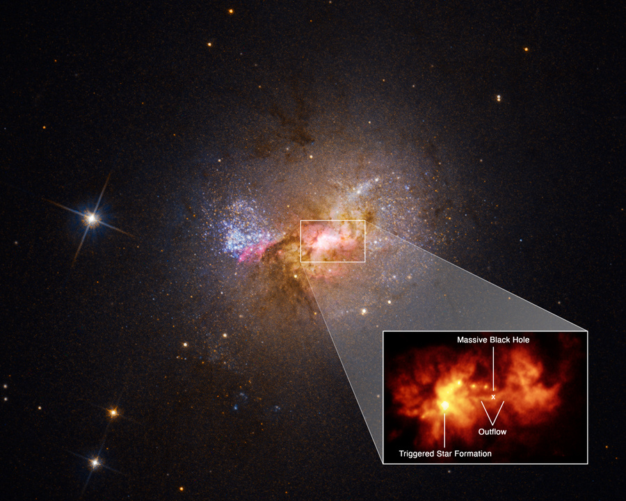 <p>Чёрная дыра в карликовой галактике Henize 2-10 © <a href="https://www.nasa.gov/feature/goddard/2022/hubble-finds-a-black-hole-igniting-star-formation-in-a-dwarf-galaxy" target="_blank" rel="noopener noreferrer">NASA, ESA, Zachary Schutte (XGI), Amy Reines (XGI); Image Processing: Alyssa Pagan (STScI)</a></p>
