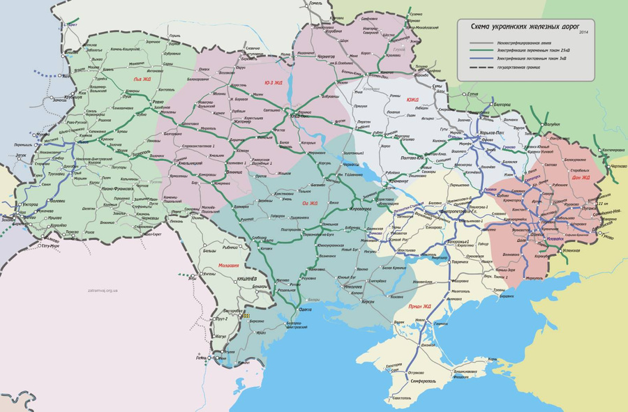 Карта железных дорог Украины. Фото © Stat.nonews.co