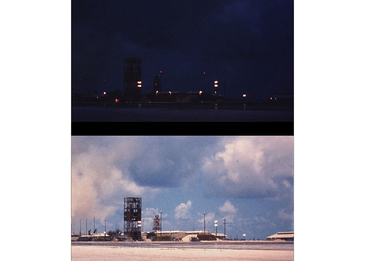Атолл Джонстон до и сразу после взрыва. Фото © Wikipedia / Department of Energy - United States Government