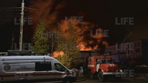 Задействовано 45 единиц техники: С огнём на складе в Петербурге борется 160 человек