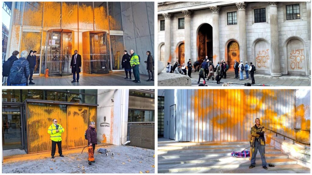 В Британии экоактивисты облили краской здания Банка Англии, MI5, МВД и News Corp