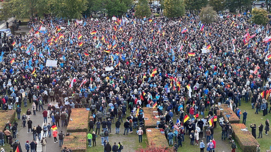 Митинг оппозиционной партии AfD в Берлине. Обложка © Twitter / @AfD