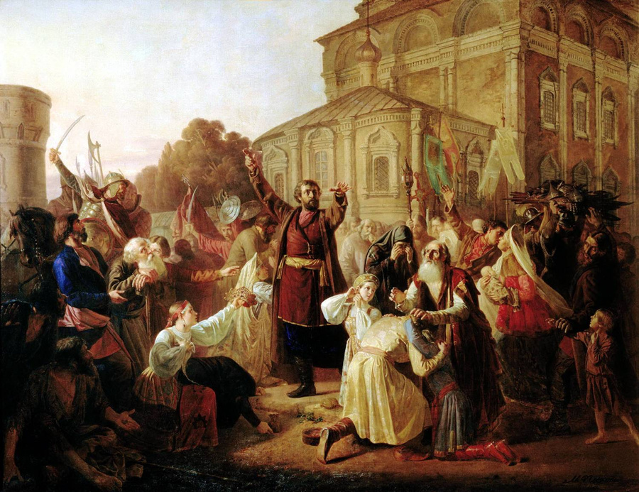 Фото © Художник М.И. Песков. "Воззвание к нижегородцам гражданина Минина в 1611 году", 1861год / Public Domain