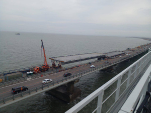 Хуснуллин заявил об установке всех пролётов Крымского моста. Фото © Telegram / Марат Хуснуллин
