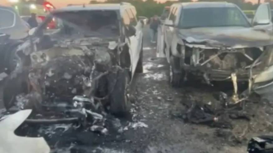 Сгоревшие машины, арендованные Секретной службой под отпуск Байдена. Фото © Fox