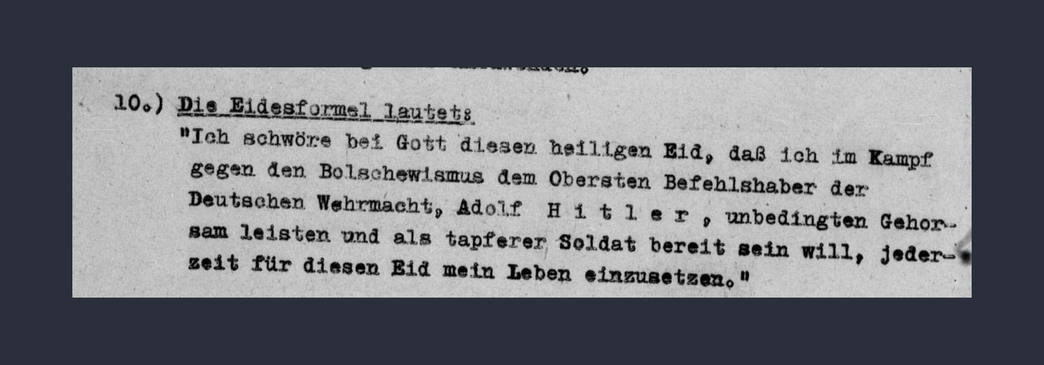 Текст присяги дивизии СС "Галичина" из документа Главного оперативного управления СС от 30 июля 1943 года. Фото © T.me / Караульный Z