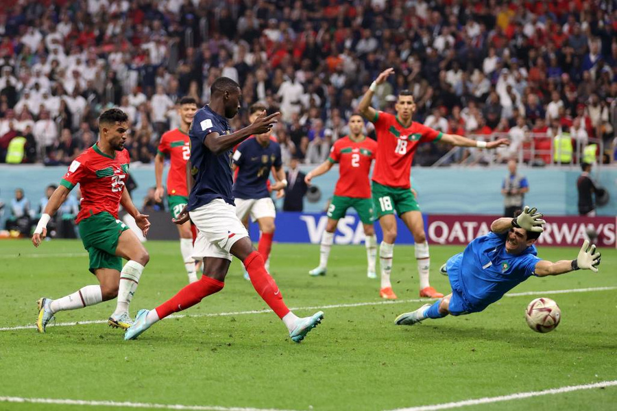 Второй гол французов в матче с Марокко. Обложка © Twitter / FIFA World Cup