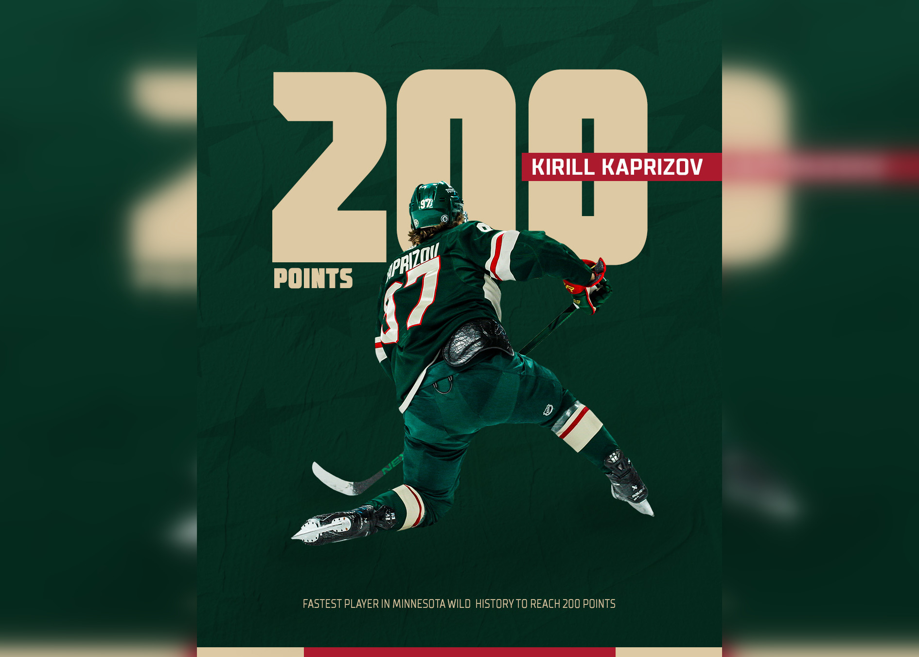Капризов преодолел отметку в 200 очков в "Миннесоте". Фото © Twitter / Minnesota Wild