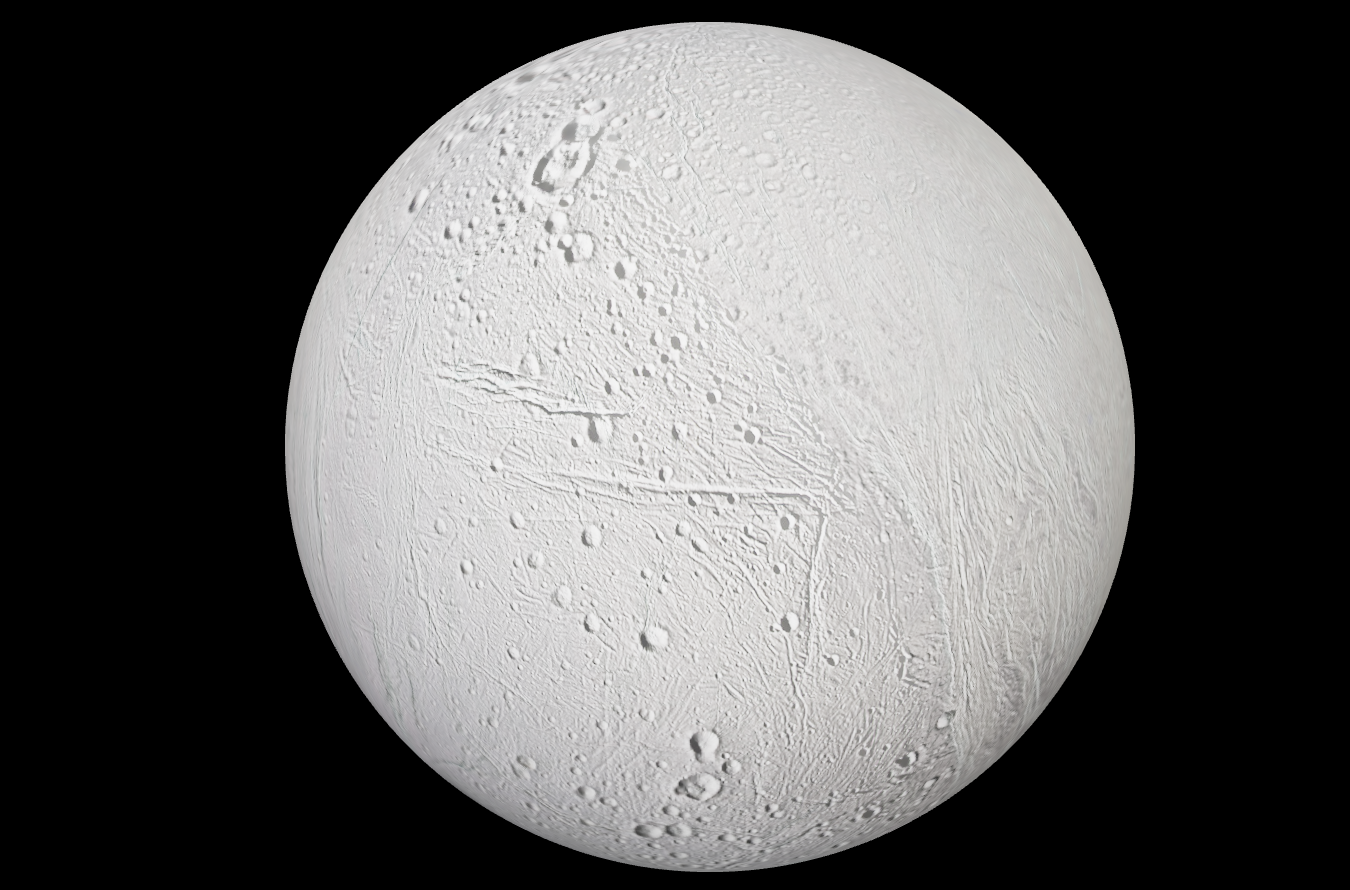3D-модель спутника Сатурна Энцелад. Фото © NASA Visualization Technology Applications and Development