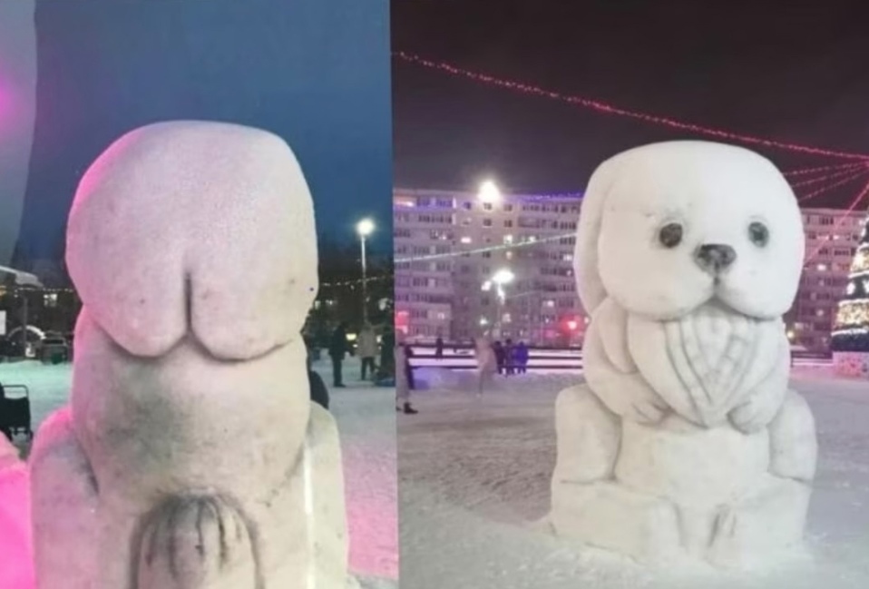 В Мегионе уберут скульптуру зайца, которая стала очень неприличной из-за снега