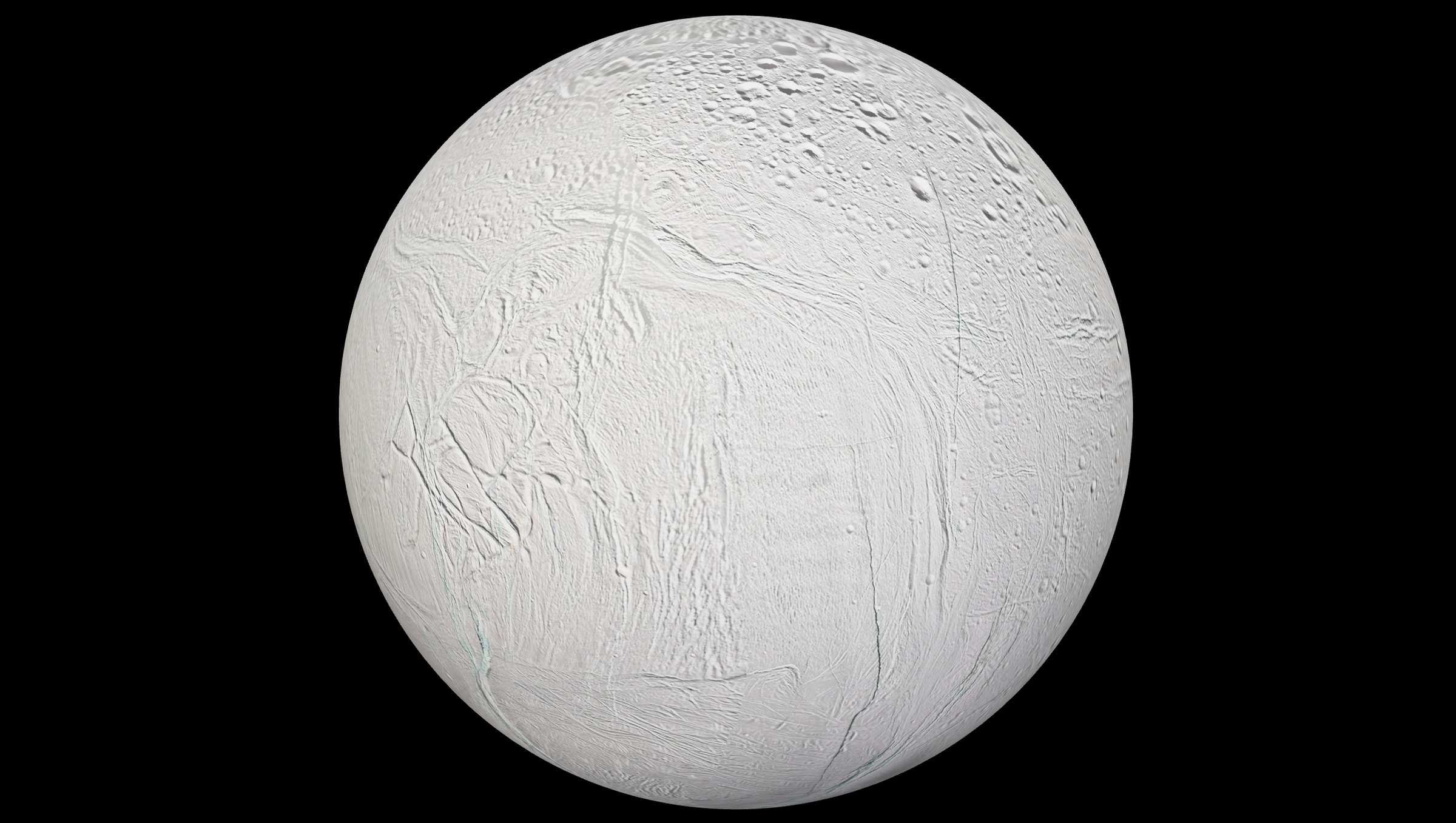 Спутник Сатурна Энцелад. Фото © NASA / Visualization Technology Applications and Development (VTAD)
