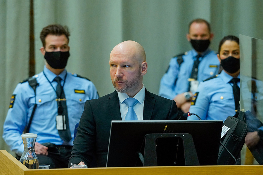 Рассмотрение прошения об условно-досрочном освобождении праворадикала Андерса Брейвика в Шиене, Норвегия. 19 января 2022 года © ТАСС / OLE BERG-RUSTEN / POOL