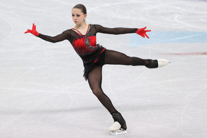 Камила Валиева допустила ошибку на четверном прыжке во время вечерней тренировки на ОИ