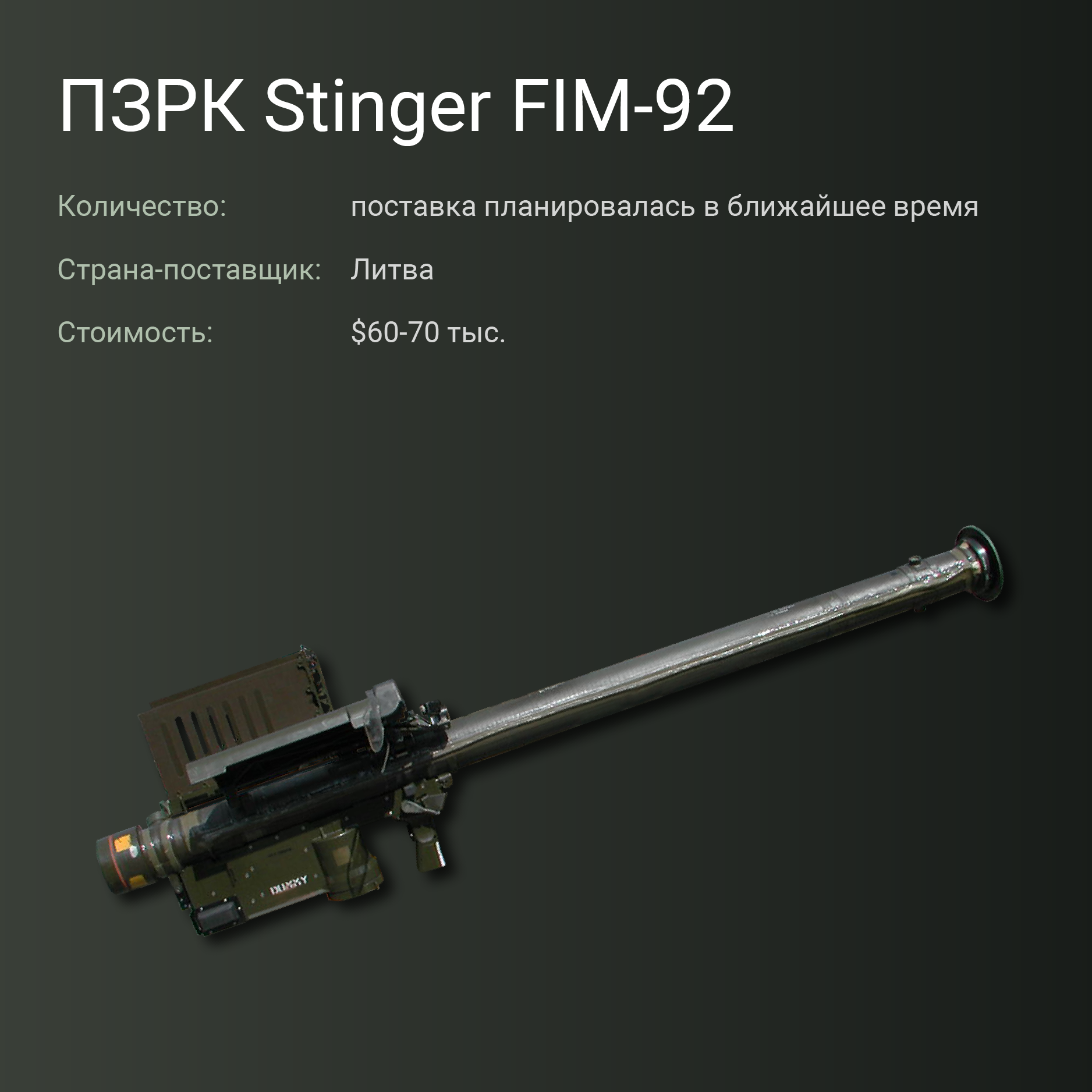 ПЗРК Stinger FIM-92. Инфографика © LIFE