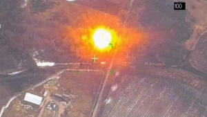 Опубликовано видео уничтожения командного пункта ВСУ под Киевом снарядом "Краснополь"