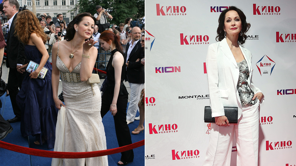 Актриса Ольга Кабо в 2006 и в 2021 годах. Фото © ТАСС / Михаил Фомичёв, Валерий Шарифулин