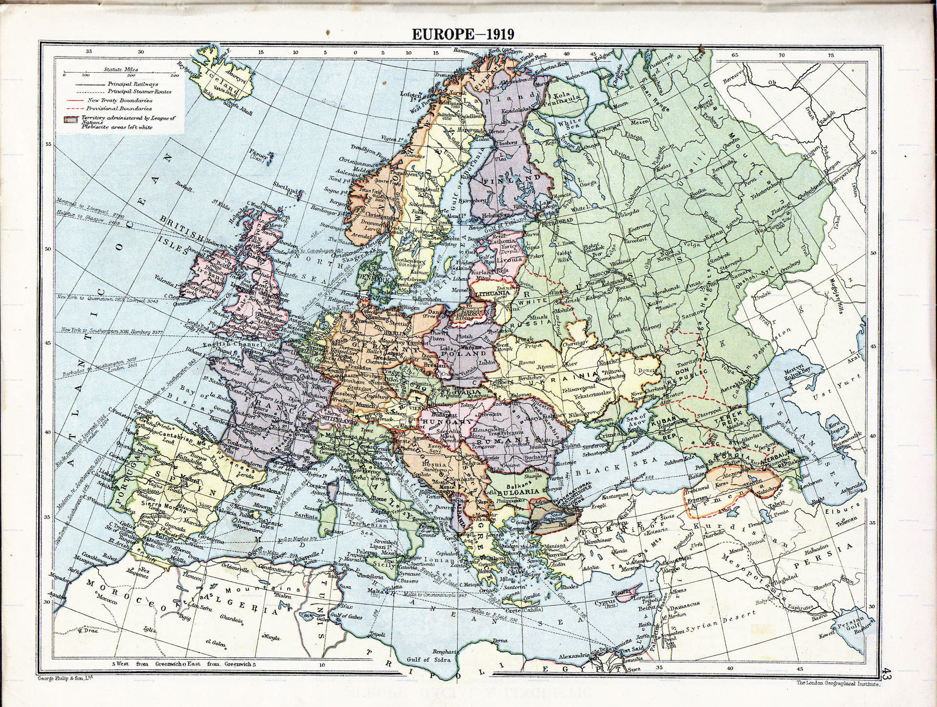 Украина на карте Европы 1919 года. Фото © Wikipedia