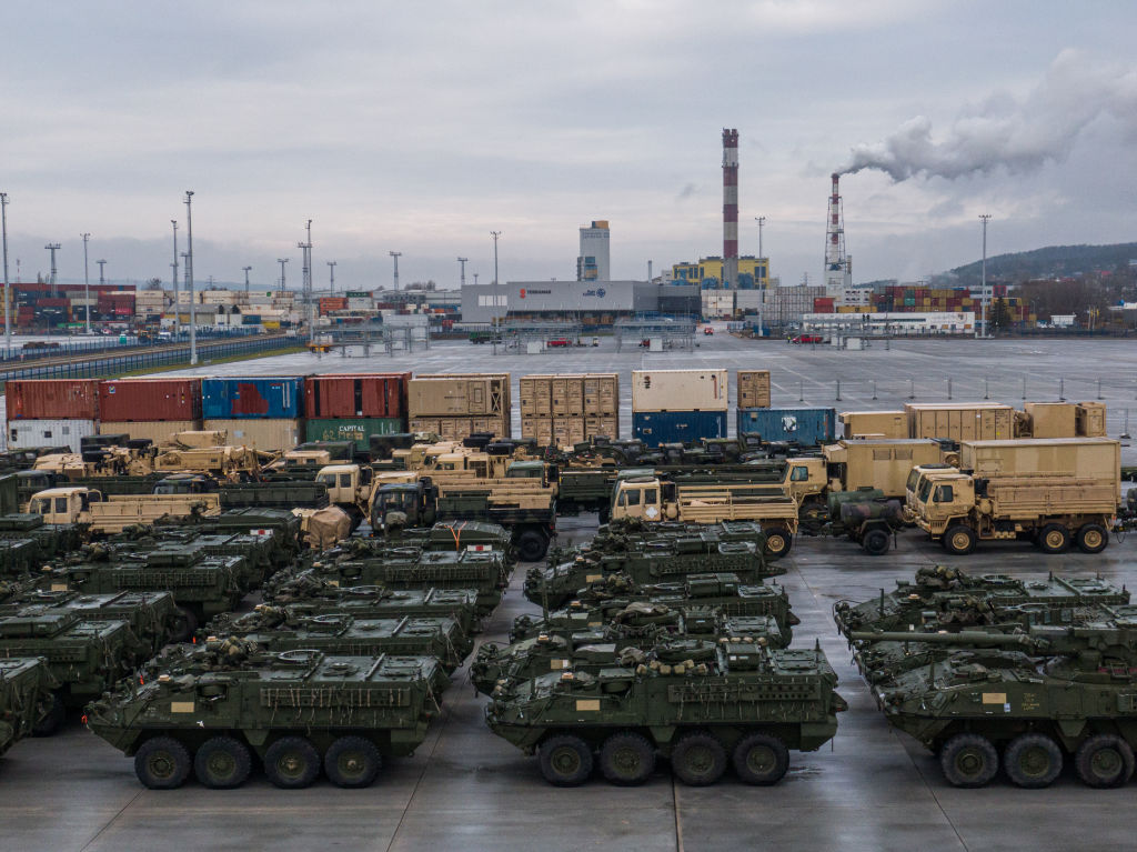 Техника американской армии перебрасывается в рамках расширенного передового присутствия НАТО, Гдыня, Польша. 4 февраля 2022 года. Фото © Getty Images / Omar Marques